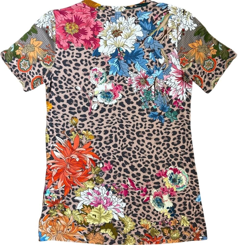 Johnny Was Taylor Leopard Favorite Crewneck Bamboo Short Sleeve Tee Size XXS - Picture 3 of 8